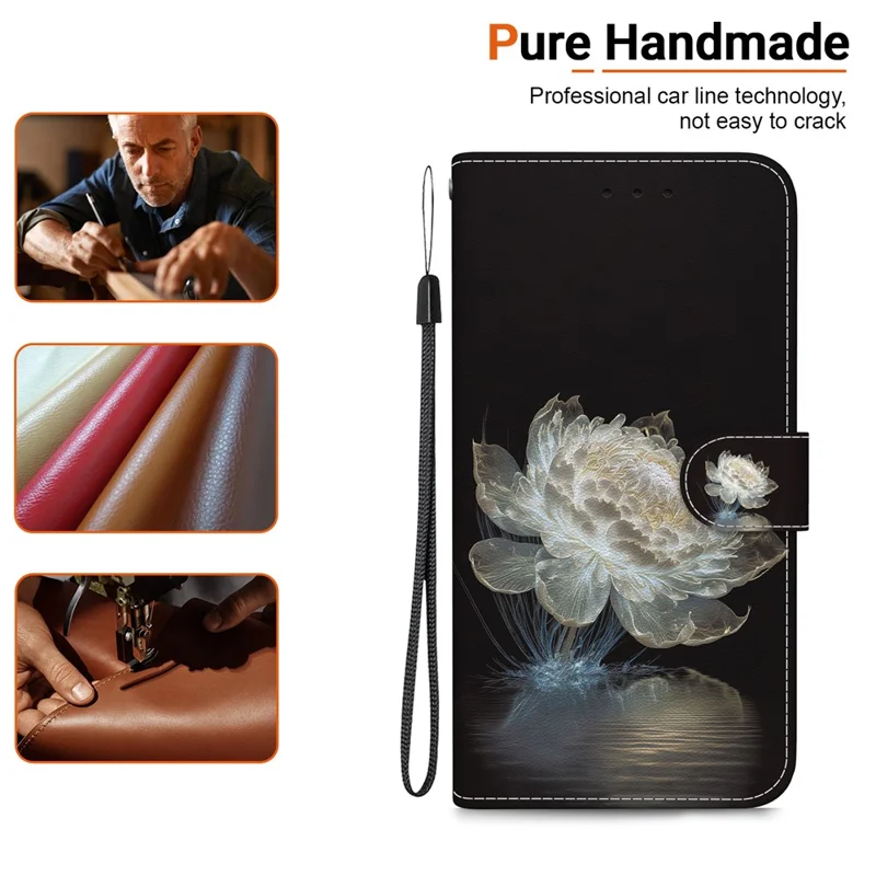 For Honor X9b 5G / Magic6 Lite 5G Wallet Case Leather Cover Pattern Printing - Crystal Peony