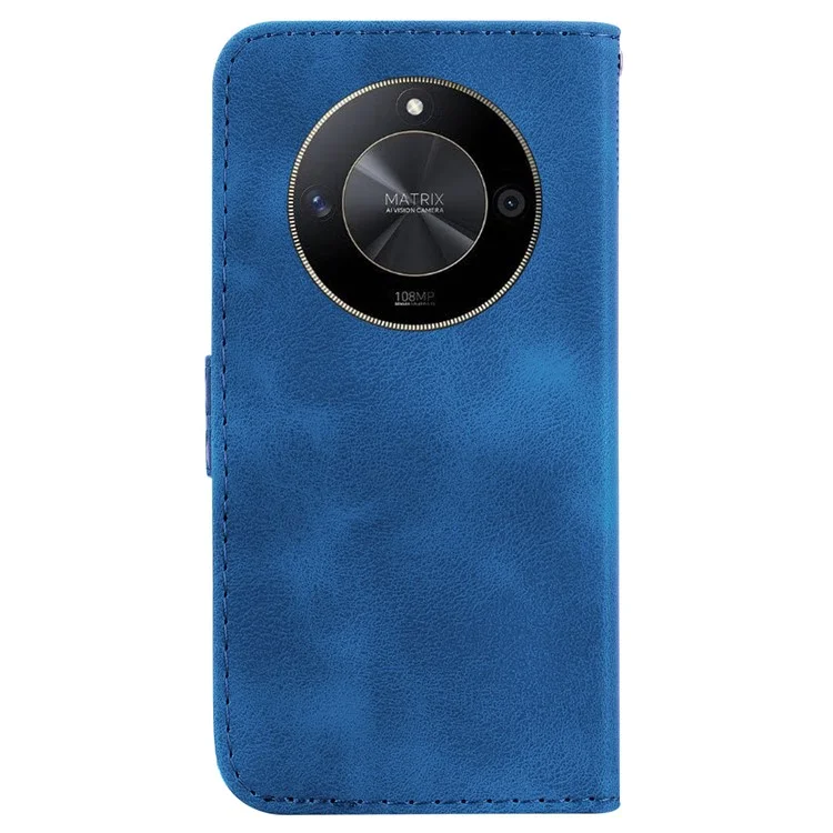 Para Honor X9b 5G / Magic6 Lite 5G / X50 5G Caja 7-Shape Imprint Leather Wallet Stand Phone Cover - Dark Blue