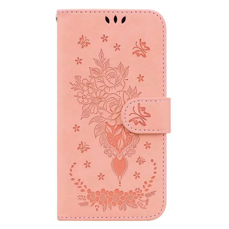 For Honor X9b 5G / Magic6 Lite 5G / X50 5G Case Leather Stand Phone Protector Rose Butterfly Imprinted - Pink