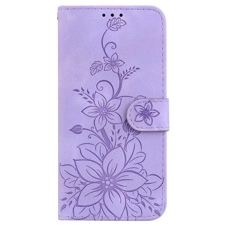 For Honor X9b 5G / Magic6 Lite 5G Case Wallet Leather Cover Imprinted Flower Pattern - Purple