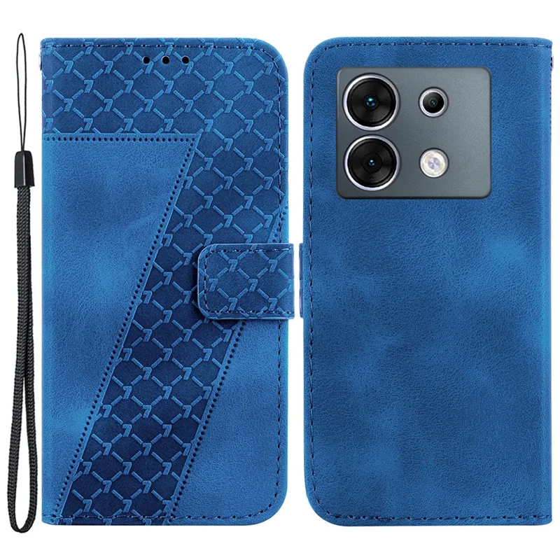 For Infinix Zero 30 5G Case PU Leather 7-Shape Imprinted Cell Phone Stand Cover - Dark Blue