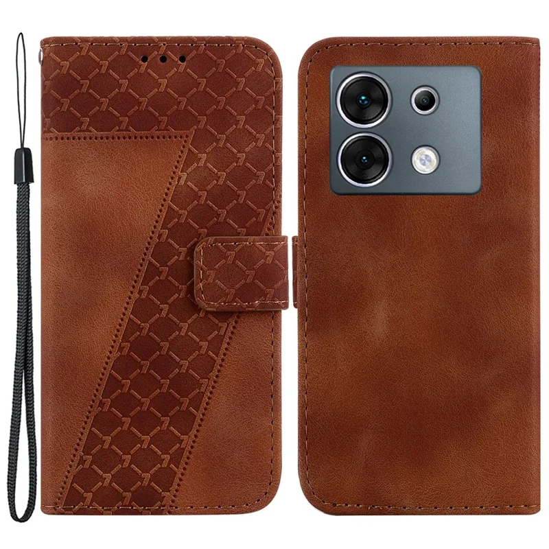 For Infinix Zero 30 5G Case PU Leather 7-Shape Imprinted Cell Phone Stand Cover - Brown