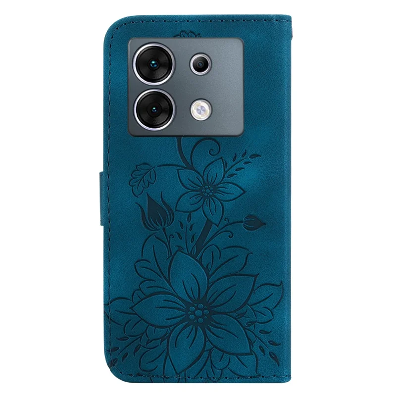 For Infinix Zero 30 5G Case Imprinted Flower Wallet Stand Cell Phone Cover - Dark Blue