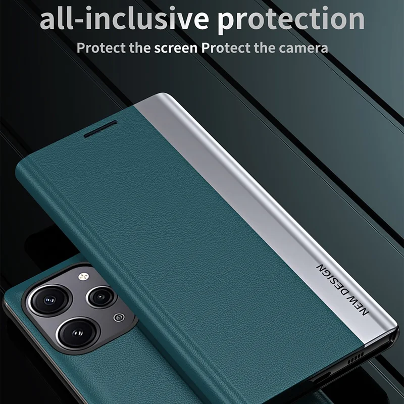 Per Xiaomi Redmi 12 4G / Redmi 12 5G (Global) / Redmi 12R 4G / Redmi Note 12R 5G / Poco M6 Pro 5G Custodia in Pelle con Supporto - Baby Blue