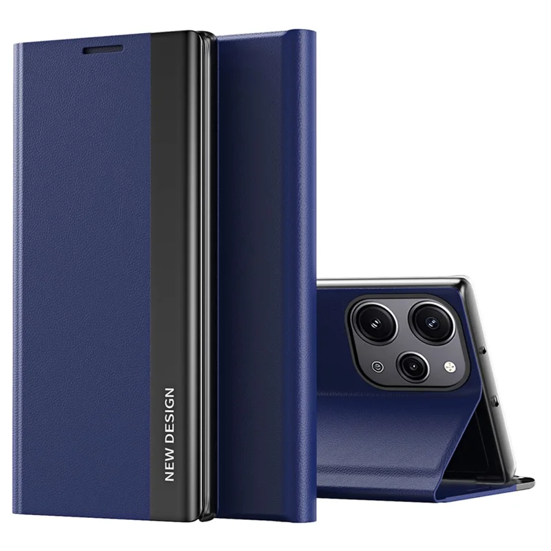 Für Xiaomi Redmi 12 4G / Redmi 12 5G (Global) / Redmi 12R 4G / Redmi Note 12R 5G / Poco M6 Pro 5G Lederhülle mit Ständer - Saphir