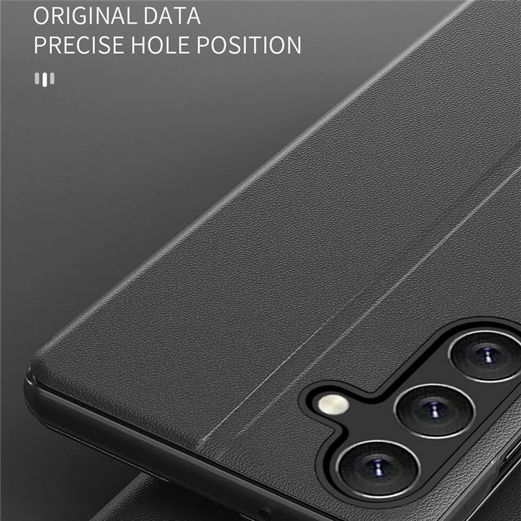 Für Samsung Galaxy A25 5G (Global) (161,0 x 76,5 x 8,3 mm) Hülle Anti-Scratch Leder+PC Telefonständer Cover - Schwarz