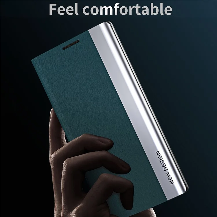 For Xiaomi Redmi Note 13 Pro+ 5G Cell Phone Case Anti-fall PC Shell PU Leather Cover - Green