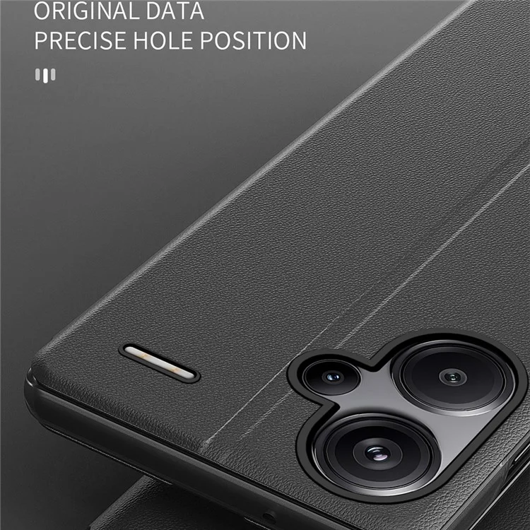 For Xiaomi Redmi Note 13 Pro+ 5G Case View Window Leather Phone Cover with Foldable Stand - Black