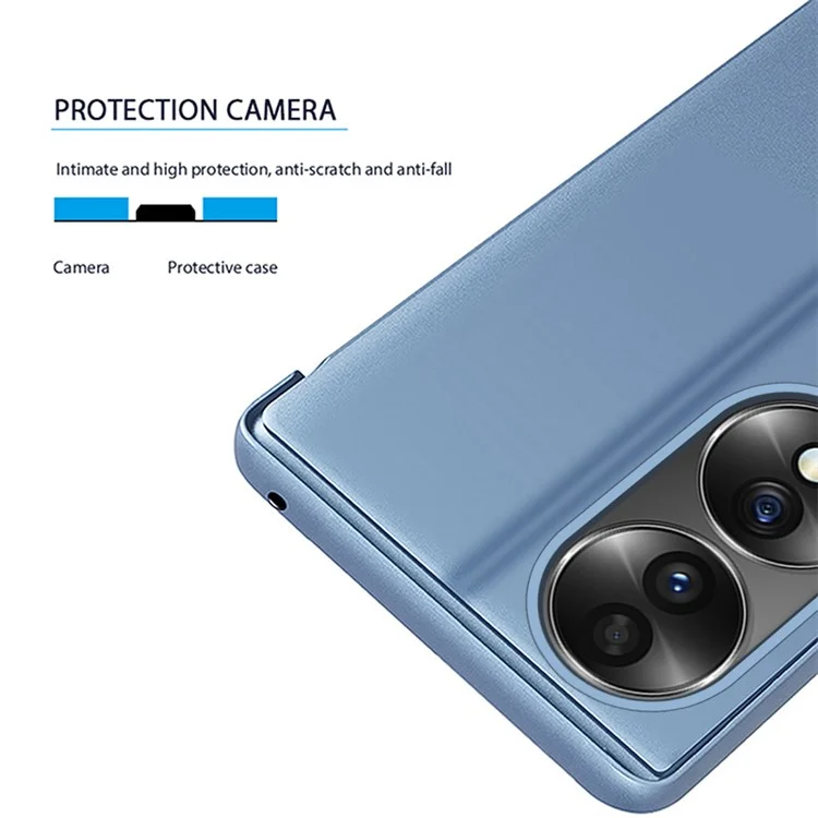 Para Honor X7b 4G / 90 Capa de telefone flip de couro PU inteligente Visualização da janela Protetor - Azul 