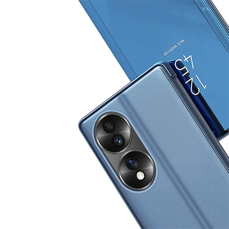 Para Honor X7b 4G / 90 Capa de telefone flip de couro PU inteligente Visualização da janela Protetor - Azul 