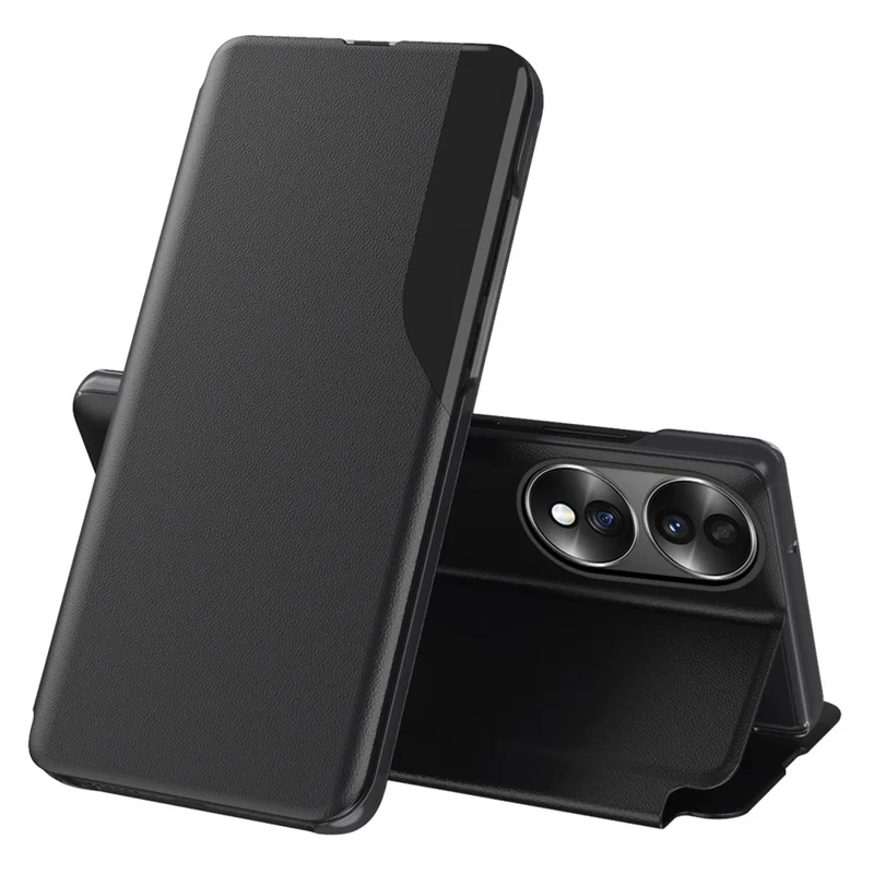 For Honor X7b 4G / 90 Smart Phone Case Folio Flip PU Leather Stand Cover - Black