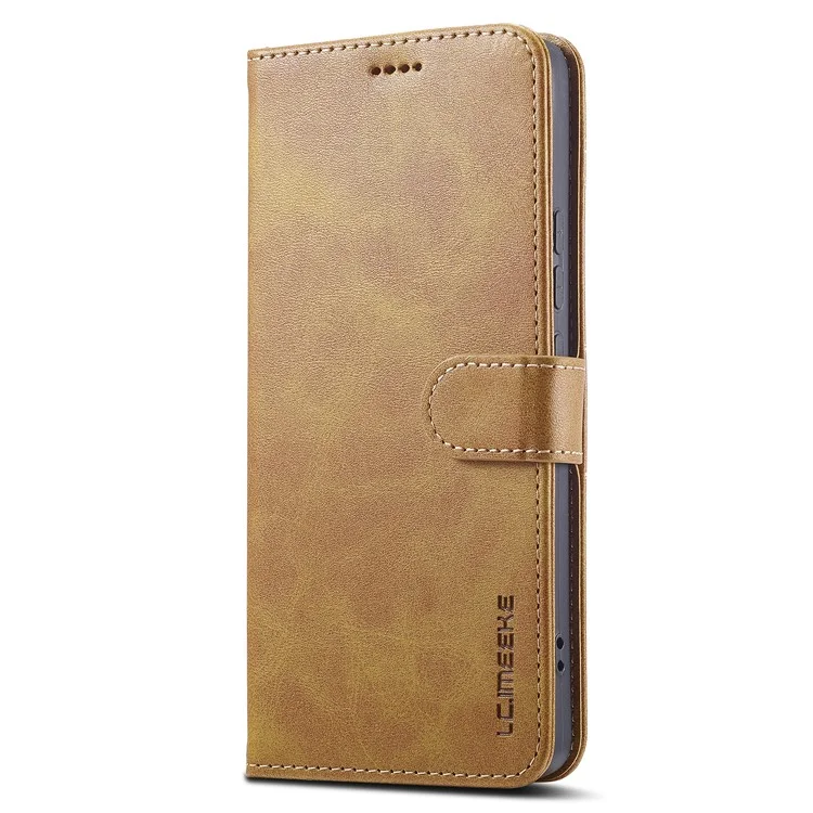 LC.IMEEKE For Xiaomi Redmi Note 13 Pro+ 5G Case Calf Texture Leather Wallet Folio Flip Phone Cover - Yellow