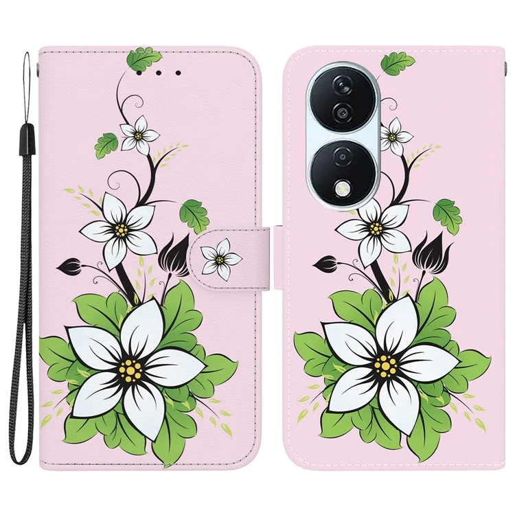 For Honor X7b 4G / 90 Smart / Play 50 Plus 5G Custodia per telefono con cinghia in pelle PU - Lily