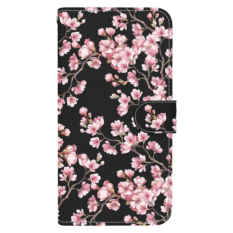 For Honor X7b 4G / 90 Smart / Play 50 Plus 5G Phone Case with Strap PU Leather Cover - Plum Blossom