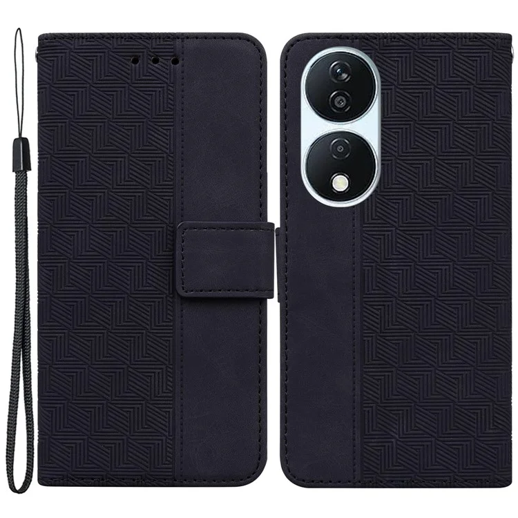 For Honor X7b 4G / 90 Smart / Play 50 Plus 5G Cell Phone Case Drop Resistant Leather Wallet Stand Cover - Black