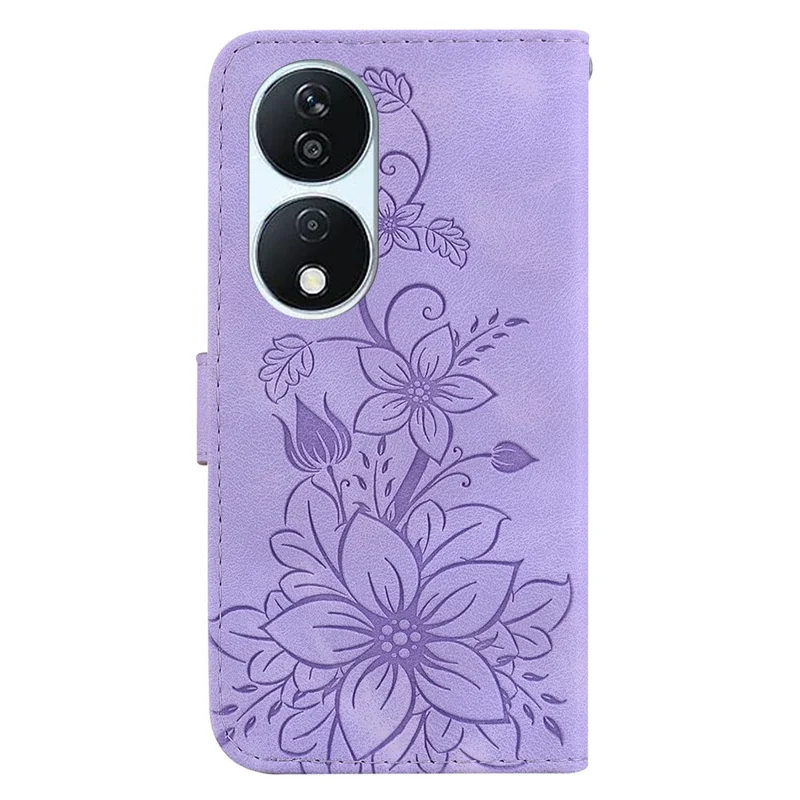 For Honor X7b 4G / 90 Smart / Play 50 Plus 5G Case Imprinted Wallet Phone Cover PU Leather Stand Phone Shell - Purple