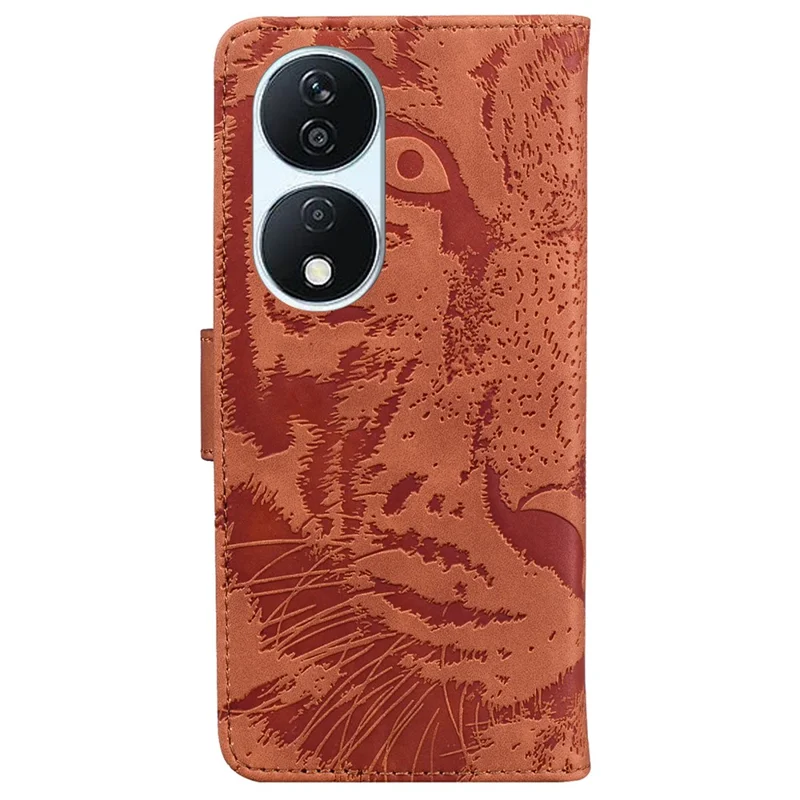 For Honor X7b 4G / 90 Smart / Play 50 Plus 5G Phone Case Magnetic Imprinted Stand Phone Cover - Brown