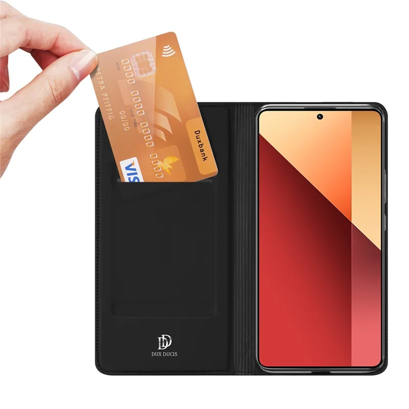 Dux Ducis Skin Pro Série Para Xiaomi Redmi Nota 13 Pro 4g / Poco M6 Pro 4G Slots de Cartão de Caixa de Telefone PU Capa de Couro - Preto