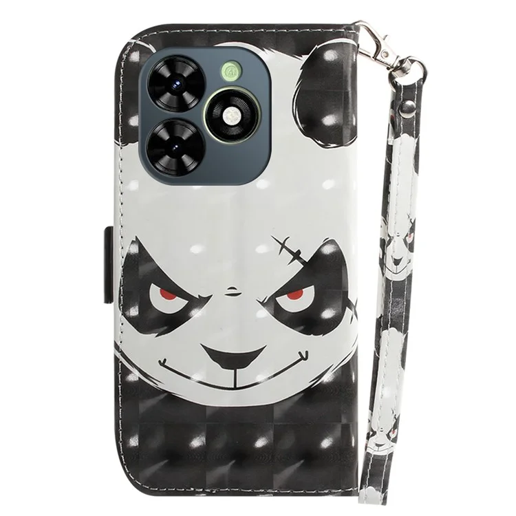 For Transsion Infinix Smart 8 4G / Smart 8 HD 4G / Hot 40i Cover Stylish Printed Leather Phone Case with Strap - Angry Panda