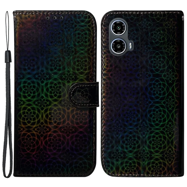 Для Motorola Moto G24 4G / Moto G04 4G Case Dazzling Flower Pattern Book Style Protector - Черный