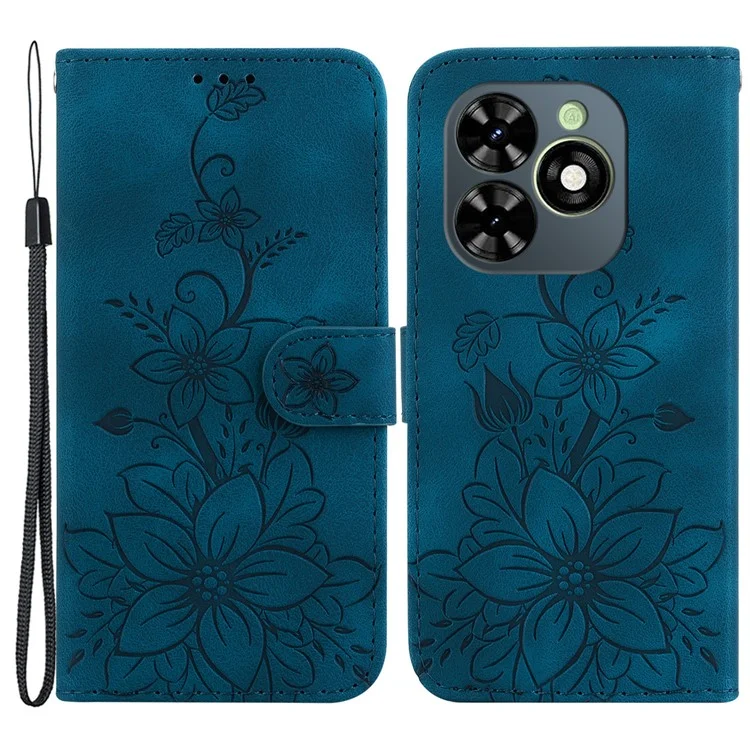 For TECNO Spark Go 2024 4G / Spark 20 / Spark 20C / Pop 8 Case Wallet Cell Phone Stand Cover - Dark Blue