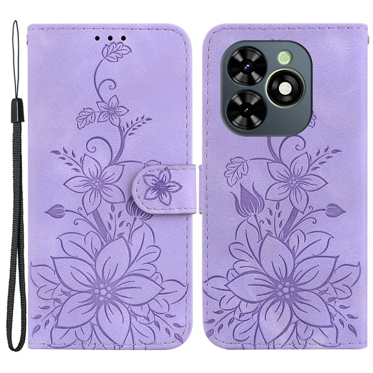 For TECNO Spark Go 2024 4G / Spark 20 / Spark 20C / Pop 8 Case Wallet Cell Phone Stand Cover - Purple