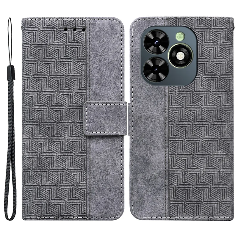 For TECNO Spark Go 2024 4G / Spark 20 / Spark 20C / Pop 8 Cell Phone Case Anti-Drop Leather Wallet Cover - Grey