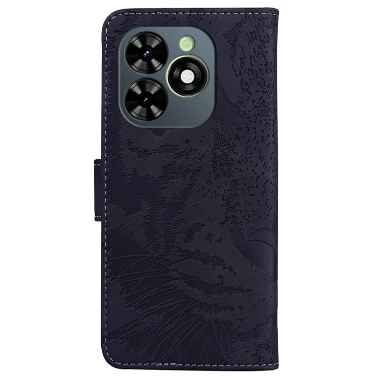 Für TECNO Spark Go 2024 4G / Spark 20 / Spark 20C / Pop 8 Hülle Tiger-Prägung Leder-Brieftasche Handyhülle - Schwarz