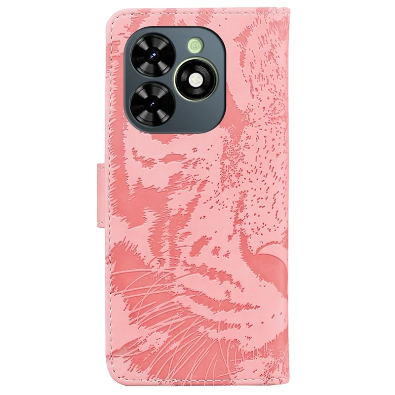 For TECNO Spark Go 2024 4G / Spark 20 / Spark 20C / Pop 8 Case Tiger Imprint Leather Wallet Phone Cover - Pink