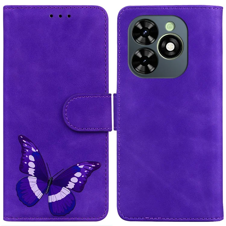 For TECNO Spark Go 2024 4G / Spark 20 / Spark 20C / Pop 8 Cover Anti-Drop Butterfly Printing Phone Case - Purple