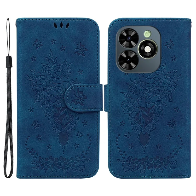 Para Infinix Smart 8 4G / Smart 8 HD 4G / Hot 40i Funda de teléfono celular Estuche de billetera de cuero sintético con soporte - Azul