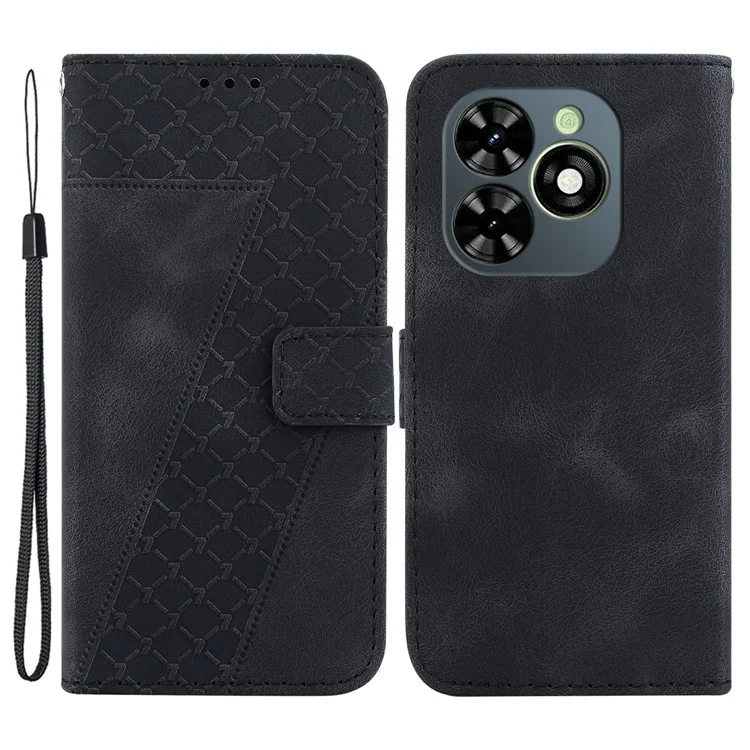 Funda para teléfono Infinix Smart 8 4G / Smart 8 HD 4G / Hot 40i - Cubierta de cuero con patrón en forma de 7 - Negro