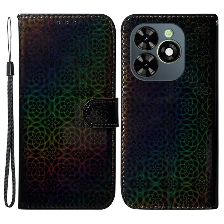 Для Infinix Smart 8 4G / Smart 8 HD 4G / Горячий 40i Чехол с блестящим PU-кожаным противоударным чехлом для телефона - черный
