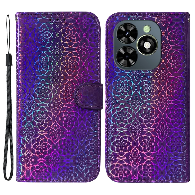 For Infinix Smart 8 4G / Smart 8 HD 4G / Hot 40i Cover Dazzling PU Leather Anti-Drop Phone Case - Purple