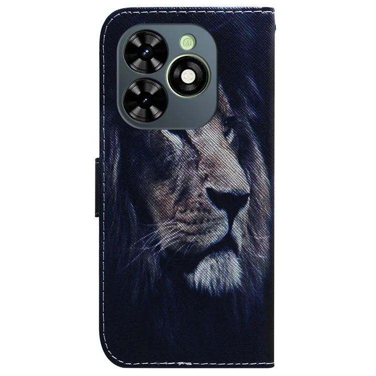 Para Infinix Smart 8 4G / Smart 8 HD 4G / Hot 40i Cubierta Estampado Patrón Cuero Soporte Funda Móvil - León