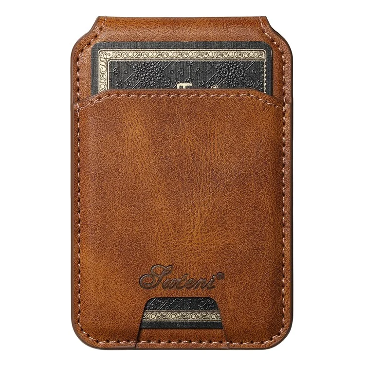 SUTENI H15 For Samsung Galaxy S24 Ultra Magnetic Case Detachable Card Holder Phone Cover - Brown