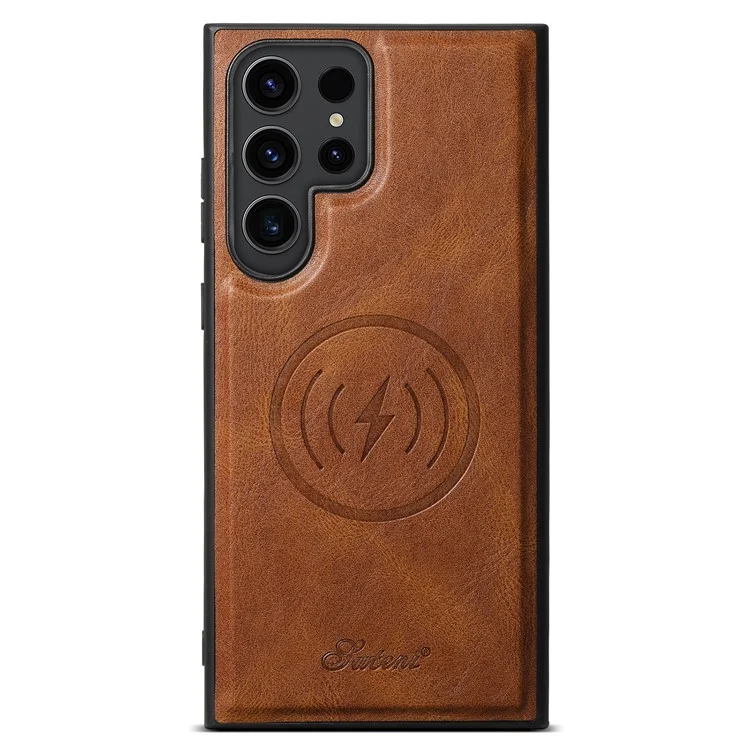 SUTENI H15 Für Samsung Galaxy S24 Ultra Magnetische Hülle Abnehmbarer Kartenhalter Handyhülle - Braun