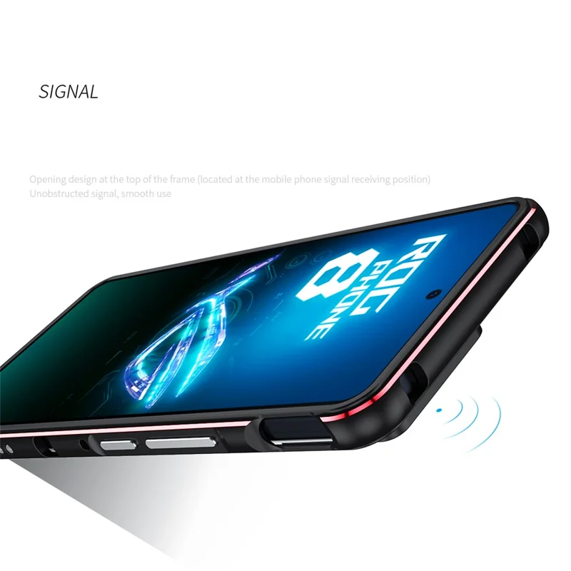 For Asus ROG Phone 8 5G / Phone 8 Pro 5G Bumper Case Phone Metal Frame with Camera Lens Cover - Grey+Silver