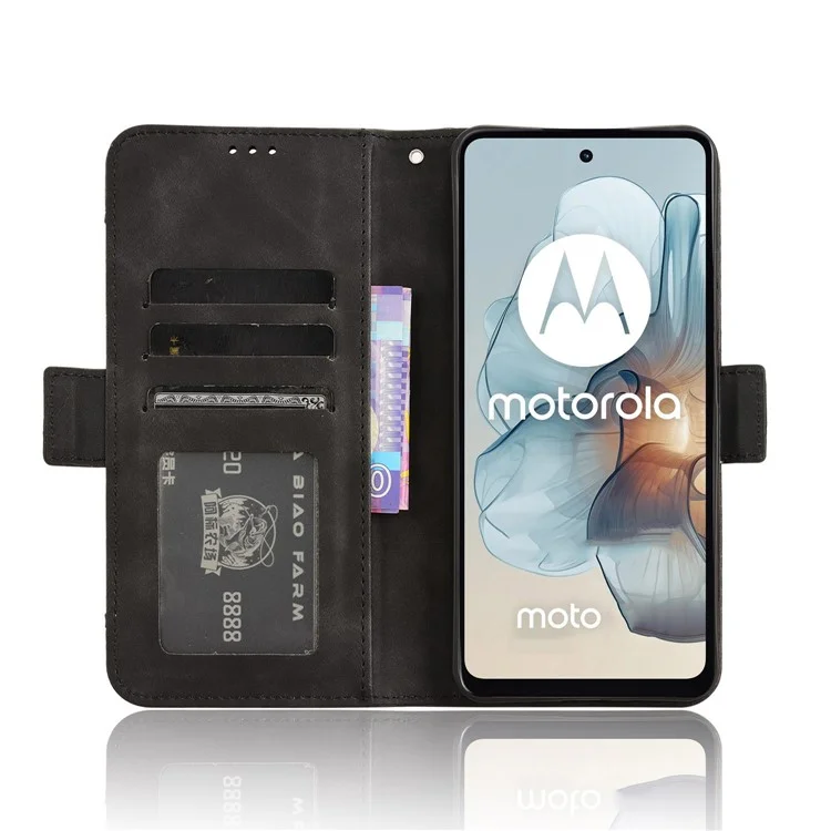 Para Motorola Moto G34 5G Caso de Cartão Múltiplo de Carteira de Couro Tampa de Telefone à Prova de Choque - Preto