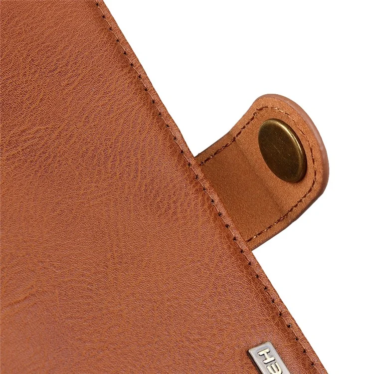 KHAZNEH For Xiaomi Redmi Note 13 Pro 4G / Poco M6 Pro 4G Wallet Case Cowhide Texture Leather Phone Cover - Brown