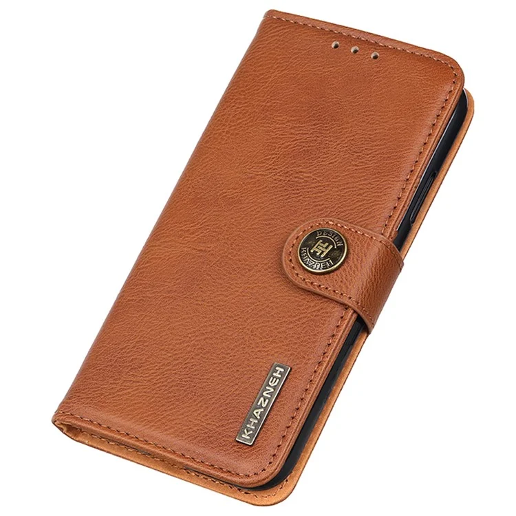 KHAZNEH For Xiaomi Redmi Note 13 Pro 4G / Poco M6 Pro 4G Wallet Case Cowhide Texture Leather Phone Cover - Brown