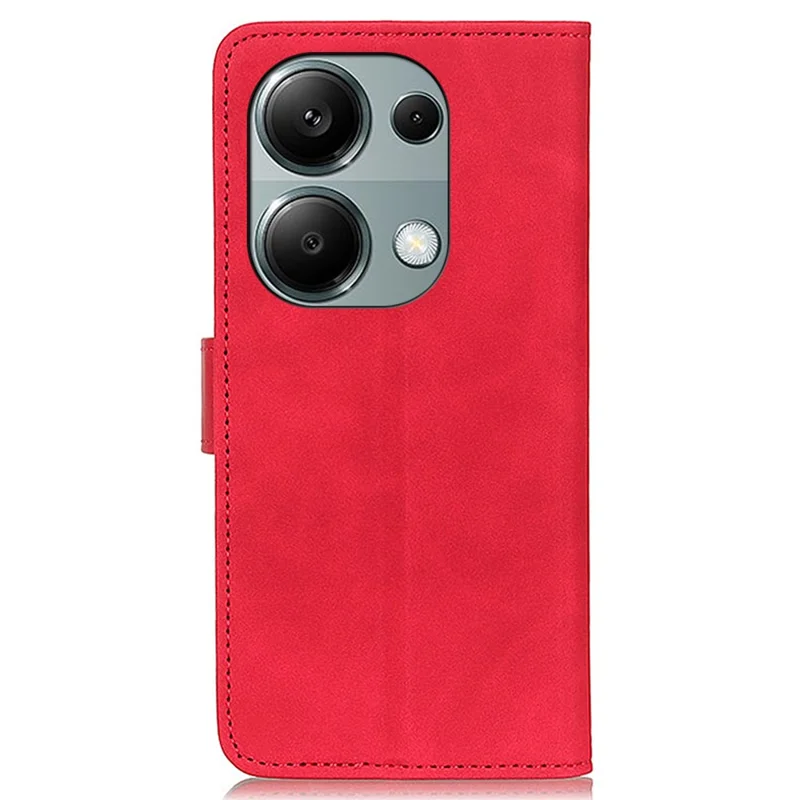 KHAZNEH For Xiaomi Redmi Note 13 Pro 4G / Poco M6 Pro 4G Phone Case Retro PU Leather Flip Cover - Red