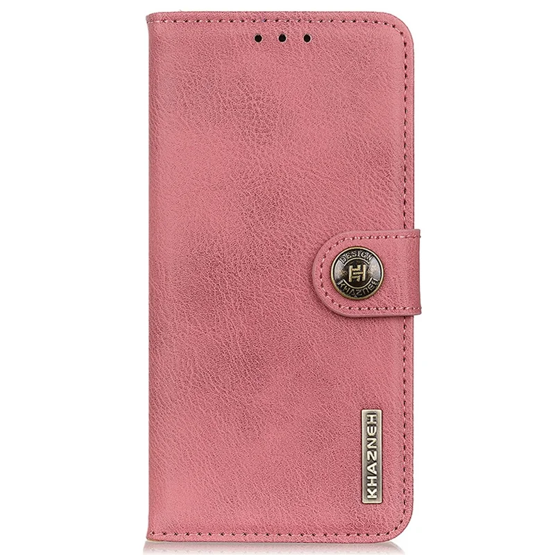 KHAZNEH For Xiaomi Redmi Note 13 4G Case Cowhide Texture Anti-scratch Leather Stand Phone Cover - Pink
