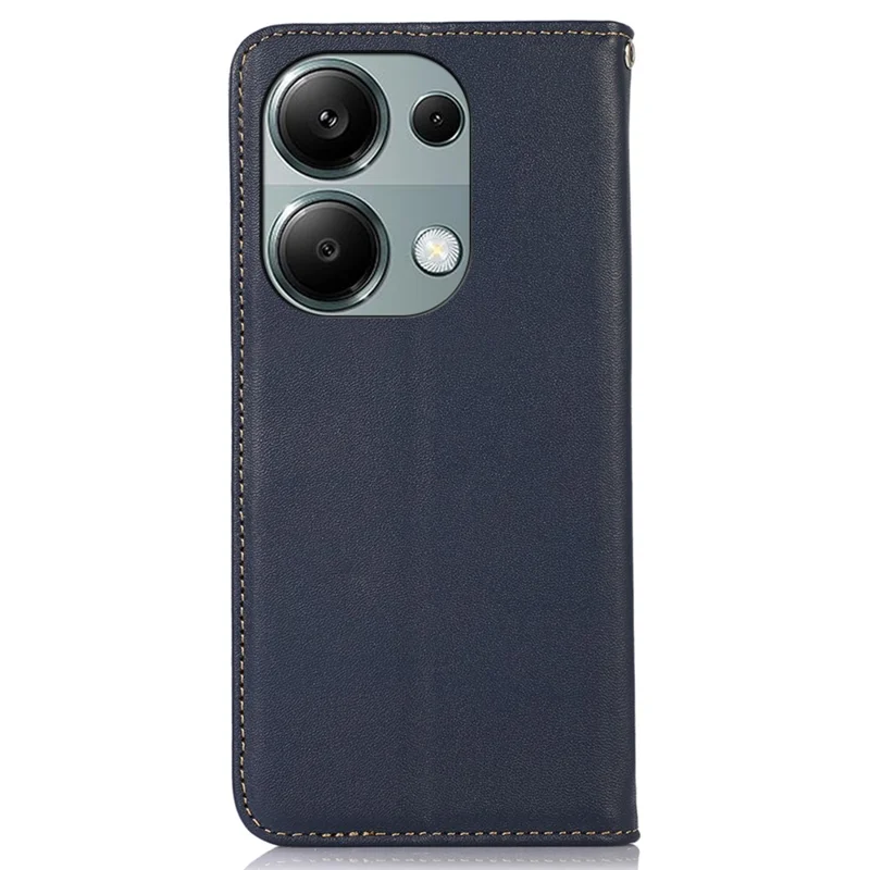KHAZNEH для Xiaomi Redmi Note 13 Pro 4G / Poco M6 Pro 4G Чехол для телефона Nappa Texture Genuine Cow Leather Cover - Blue