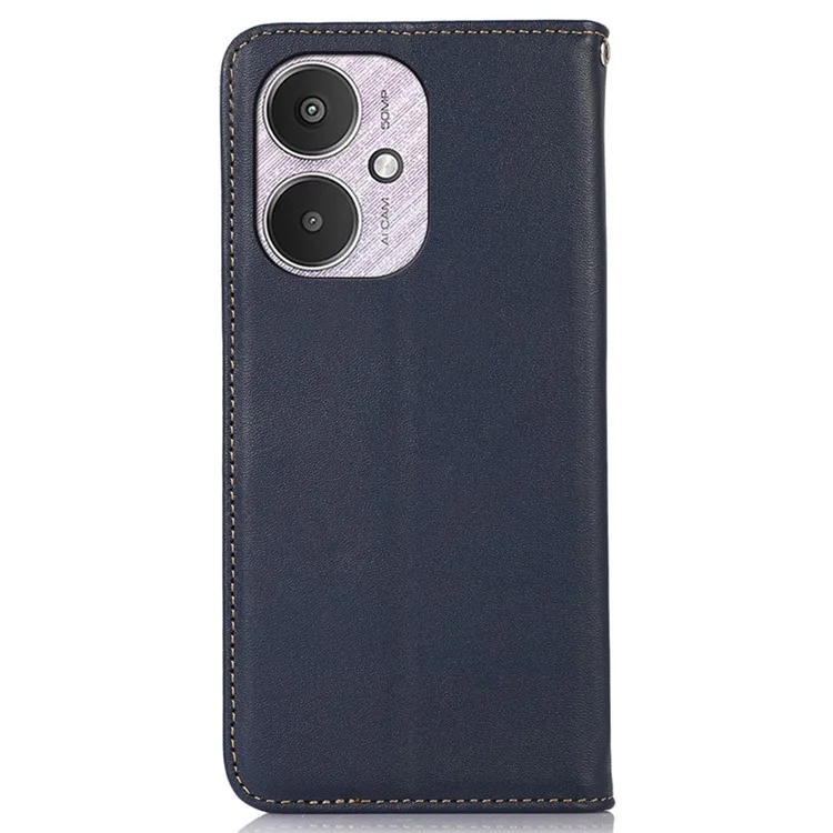 KHAZNEH Para Xiaomi Redmi 13C 4G / 5G / 13R 5G / Poco M6 5G / Poco C65 4G Funda de Teléfono Piel de Vaca Genuina - Azul