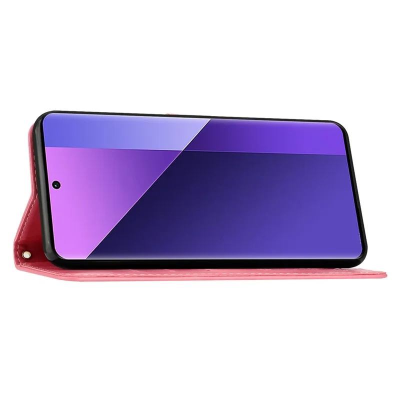 For Xiaomi Redmi Note 13 Pro+ 5G Leather Case Wallet Butterfly Imprinted Phone Cover - Pink