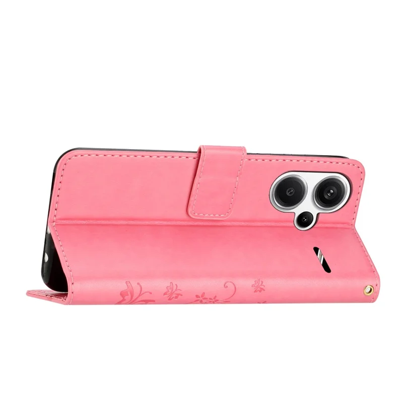 For Xiaomi Redmi Note 13 Pro+ 5G Leather Case Wallet Butterfly Imprinted Phone Cover - Pink