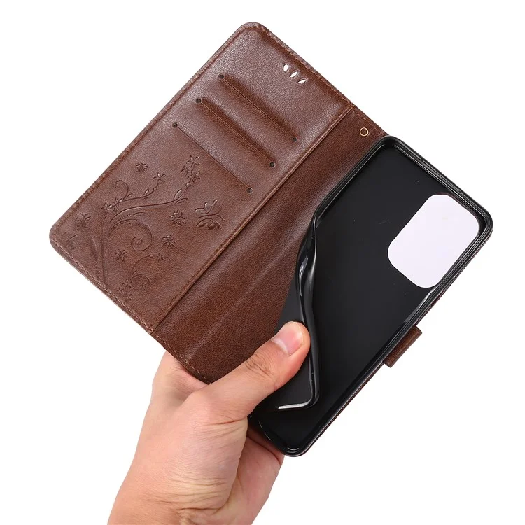Für Motorola Moto G Power (2024) Hülle Wallet PU Leder Handyhülle Schmetterlingsmuster - Braun
