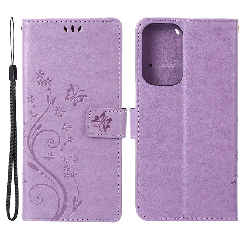 For Motorola Moto G Power (2024) Case Wallet PU Leather Phone Cover Butterfly Pattern - Light Purple