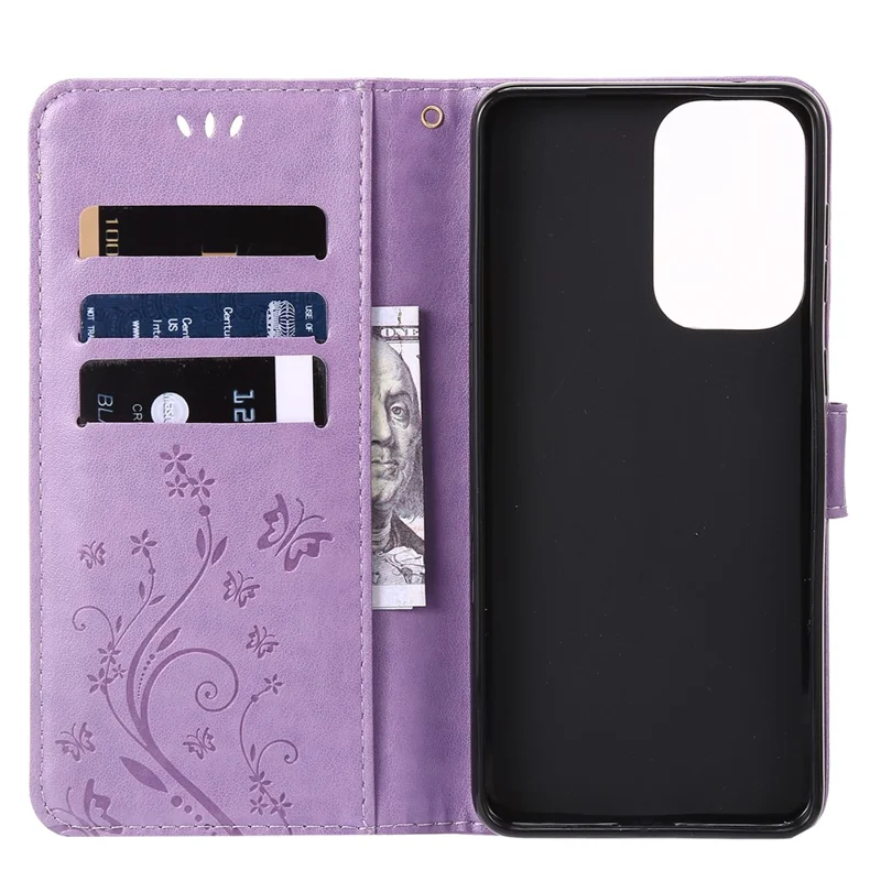For Motorola Moto G Power (2024) Case Wallet PU Leather Phone Cover Butterfly Pattern - Light Purple